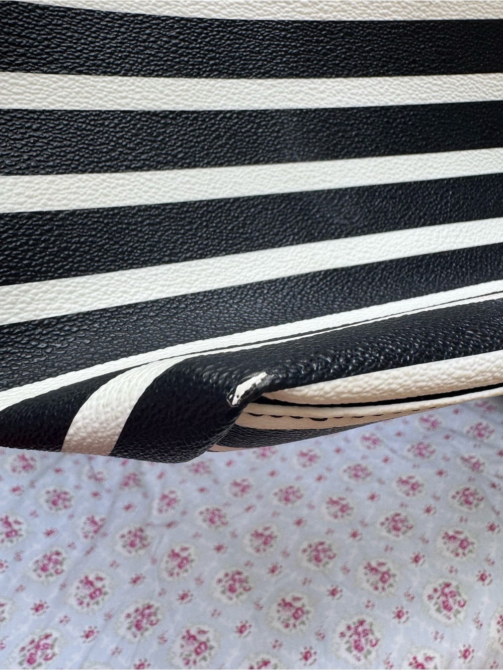 kate spade Black and White Striped Leather Tote - Picture 14 of 16
